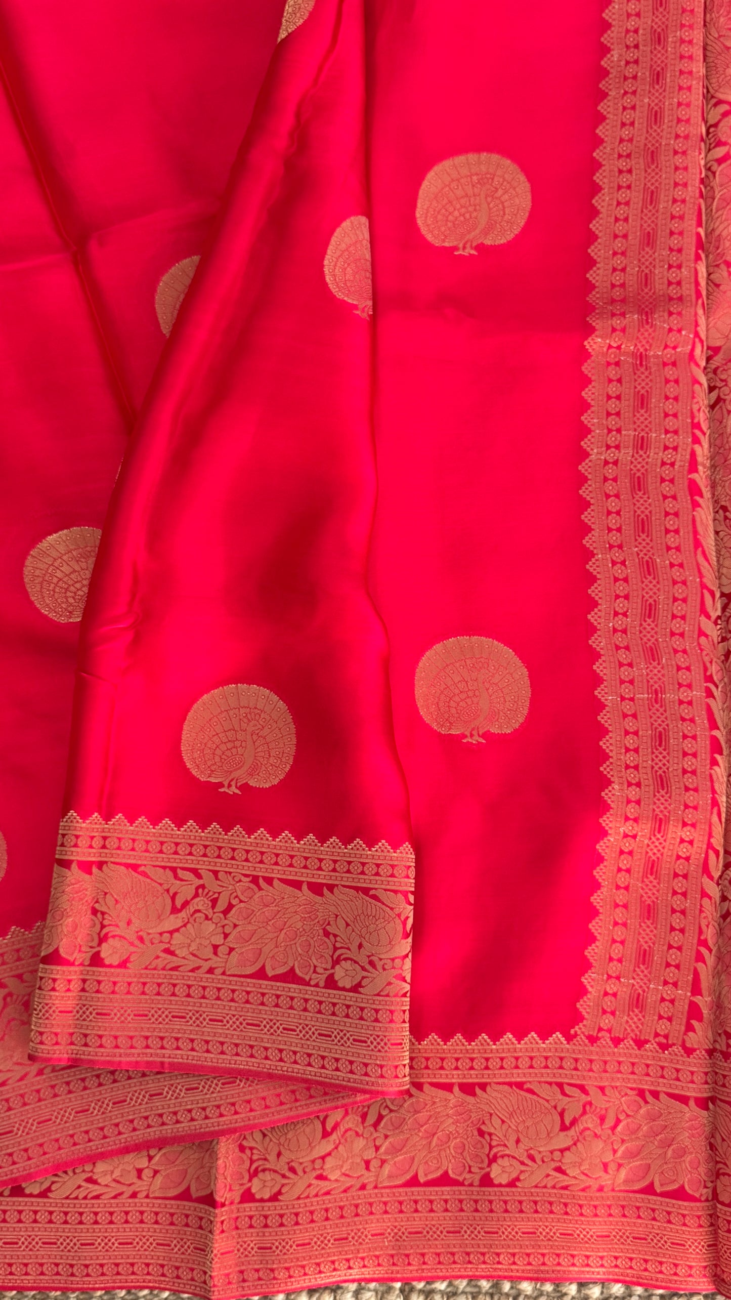 Pure Satin Viscose Silk Banarasi Sarees - Pink