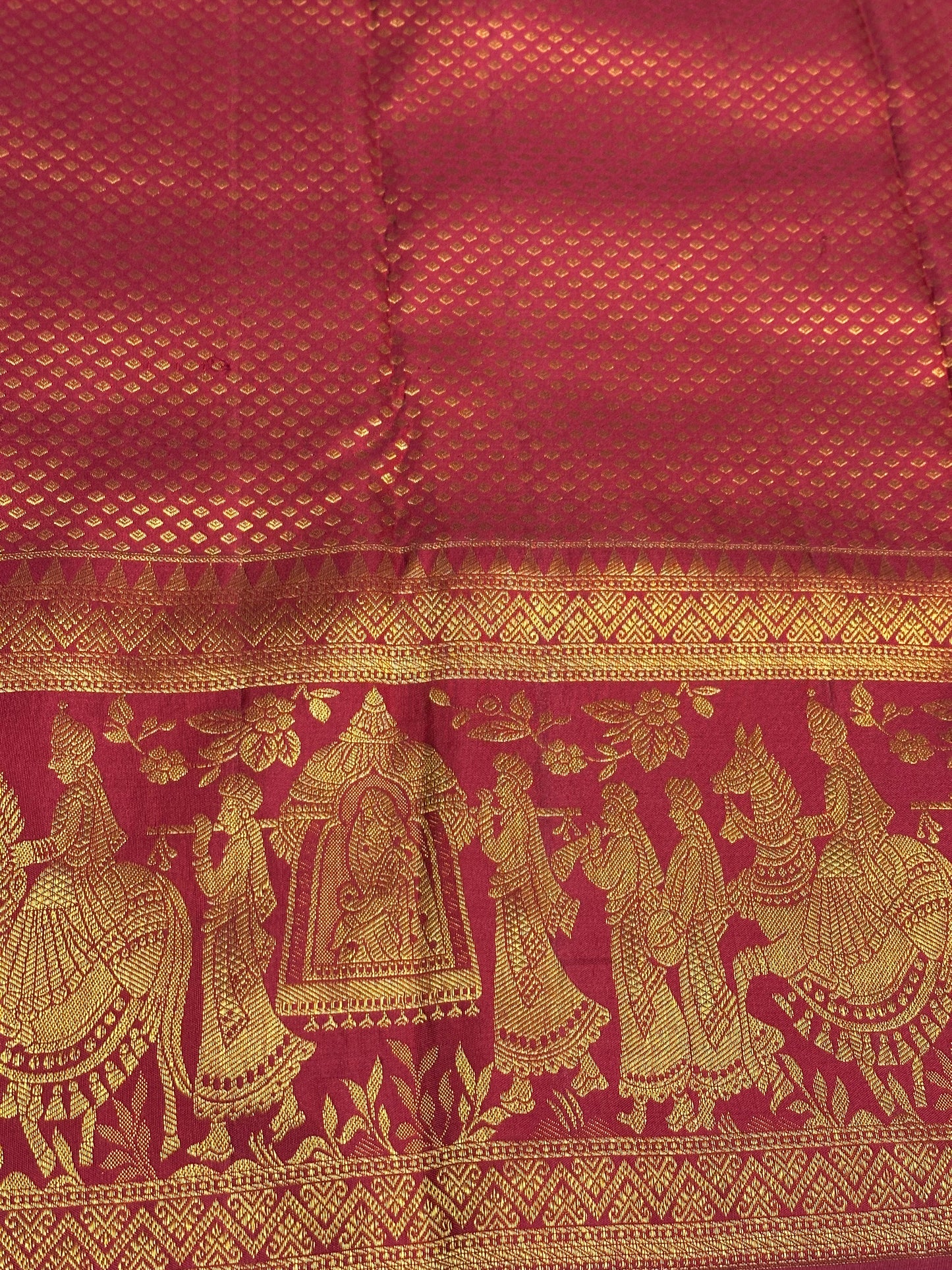 Bridal KANJIVARAM PURE SILK SAREE in White and Deep Red
