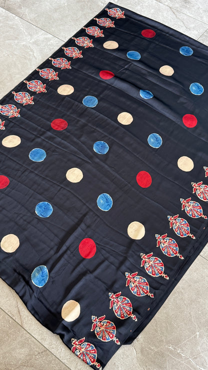 Modal silk with Ajrakh prints – Black
