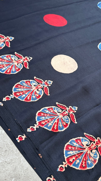 Modal silk with Ajrakh prints – Black