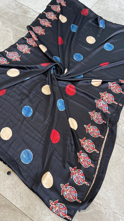 Modal silk with Ajrakh prints – Black