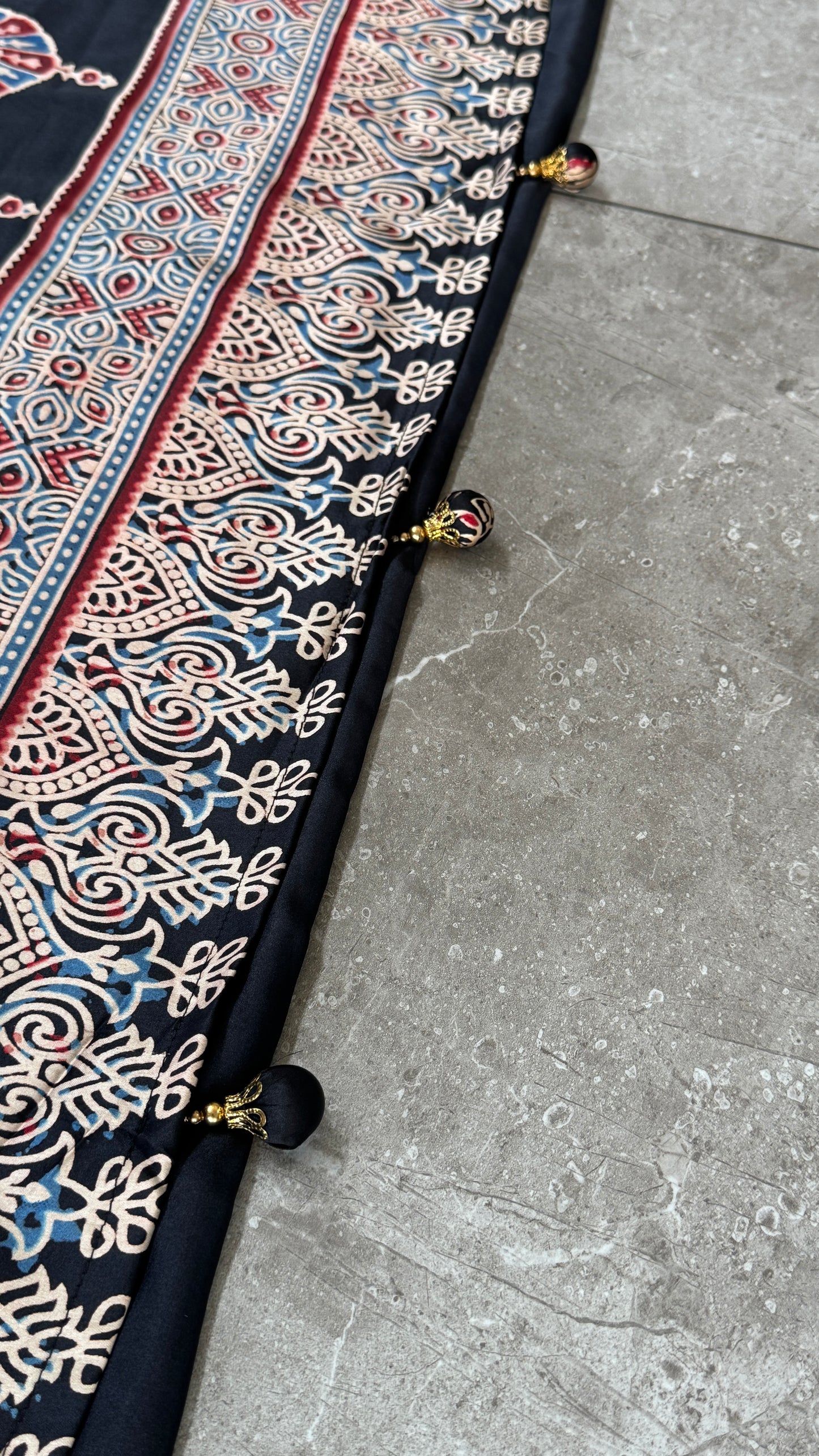 Modal silk with Ajrakh prints – Black