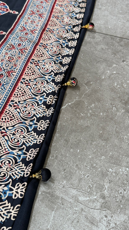 Modal silk with Ajrakh prints – Black