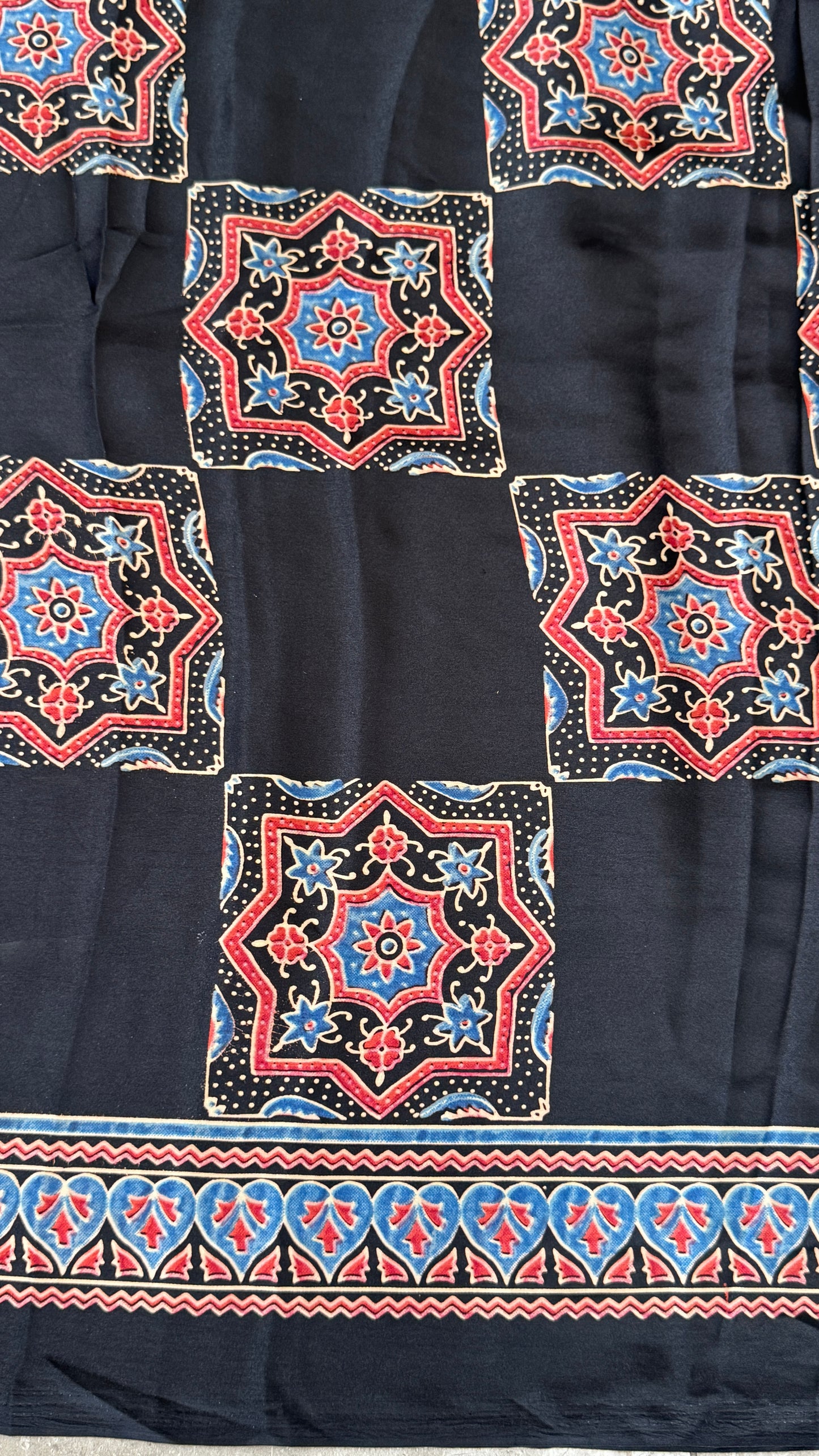 Modal silk with Ajrakh prints – Black