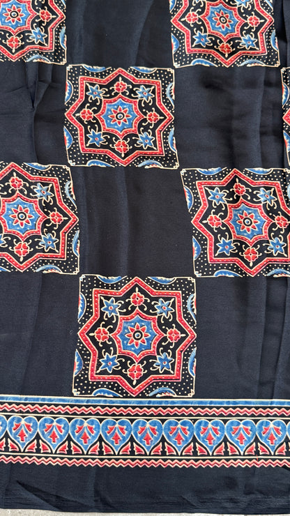 Modal silk with Ajrakh prints – Black
