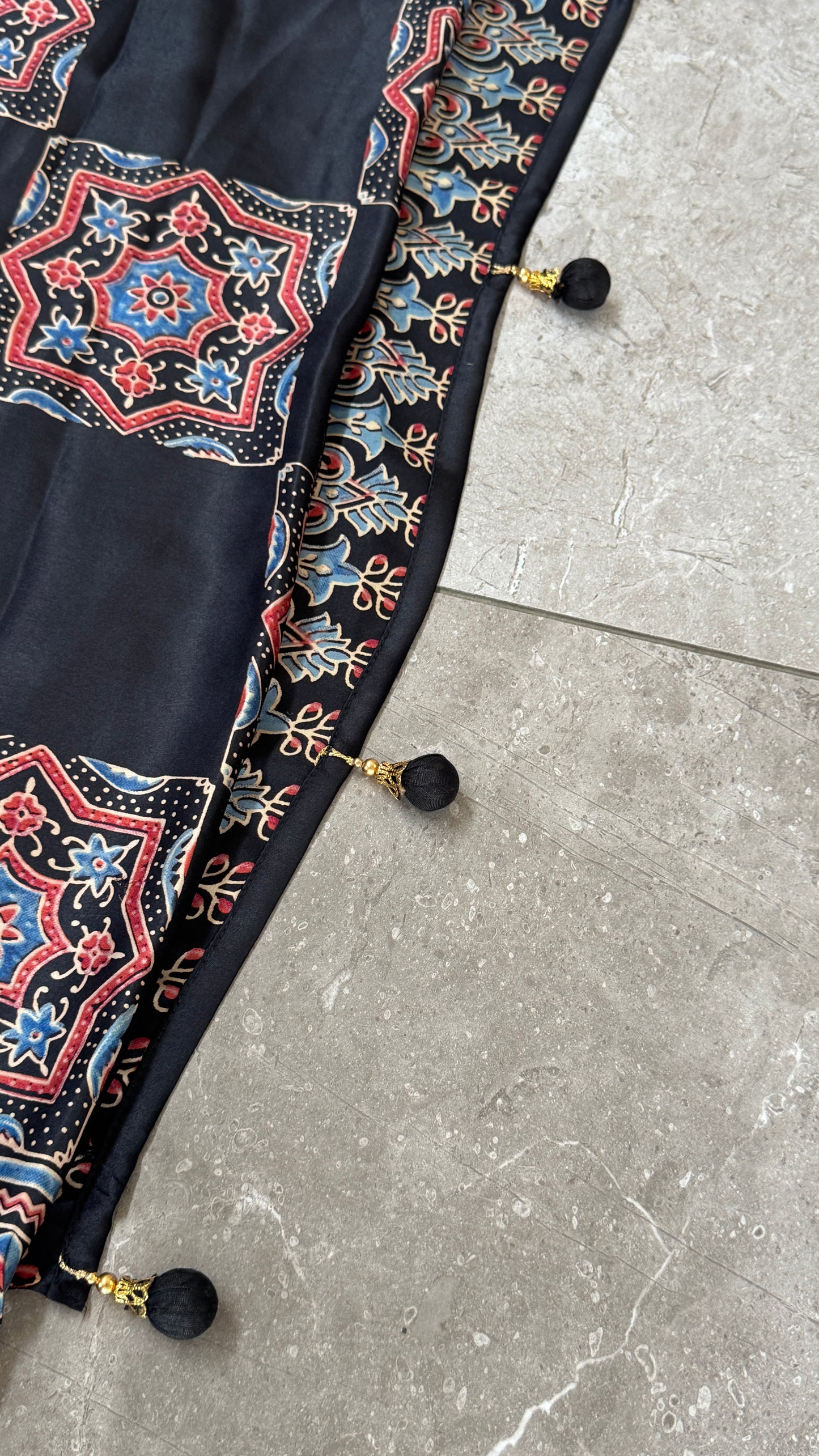 Modal silk with Ajrakh prints – Black