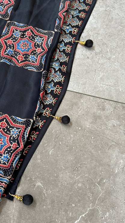 Modal silk with Ajrakh prints – Black