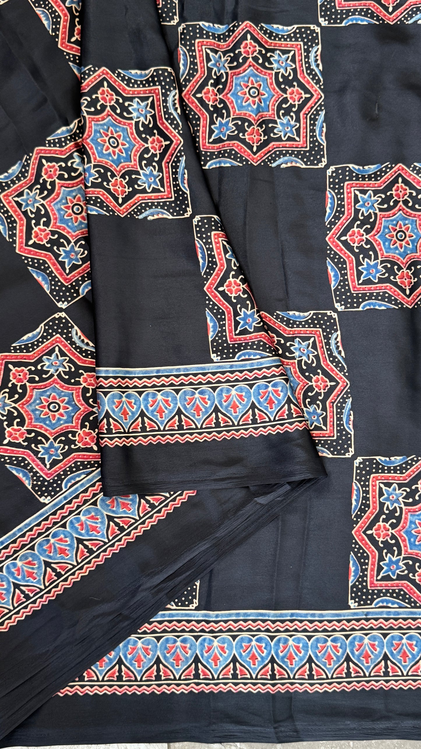 Modal silk with Ajrakh prints – Black