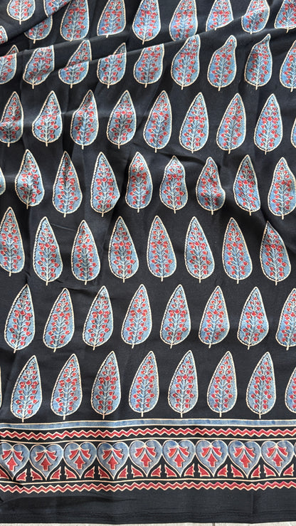 Modal silk with Ajrakh prints – Black