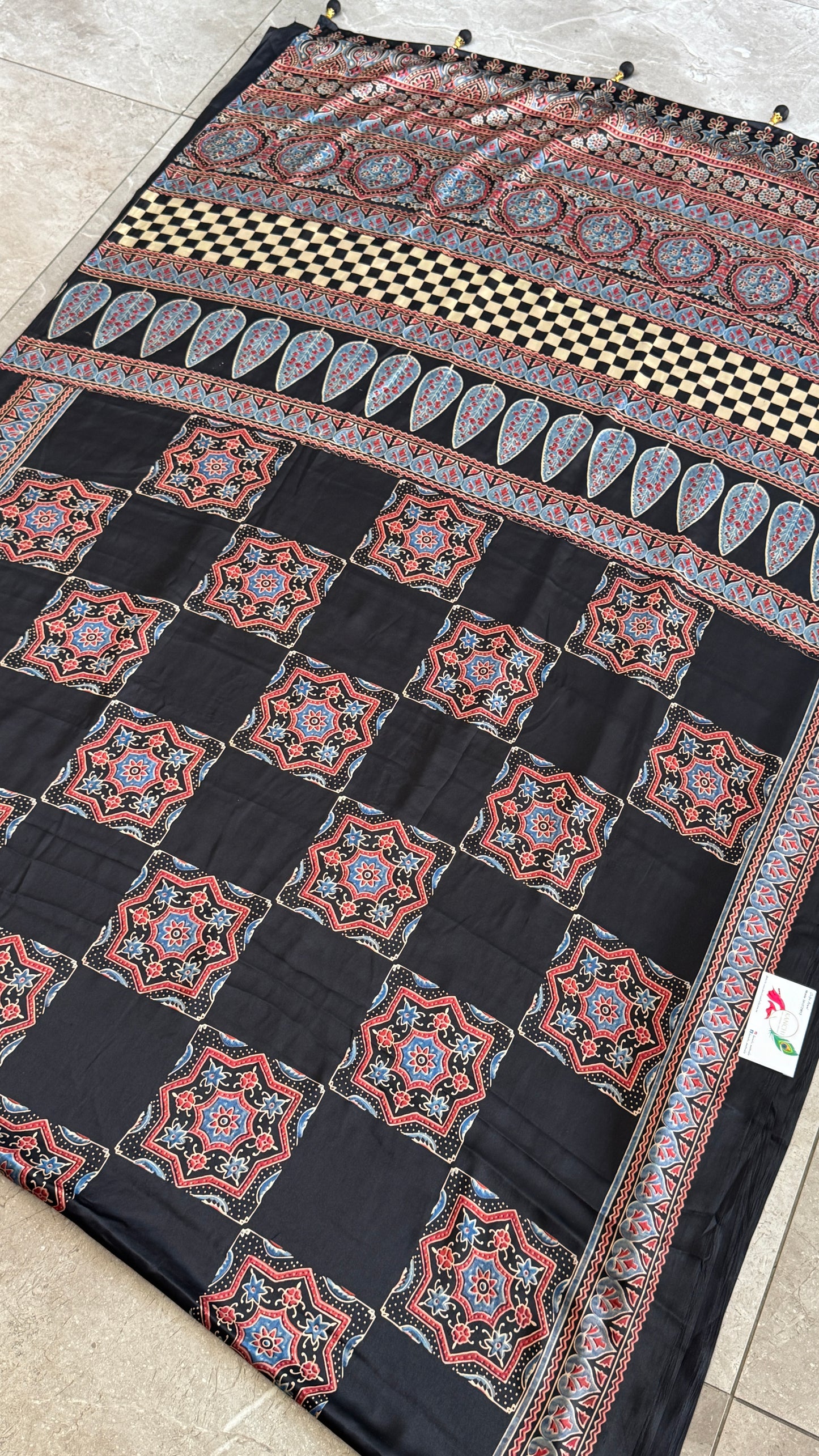 Modal silk with Ajrakh prints – Black