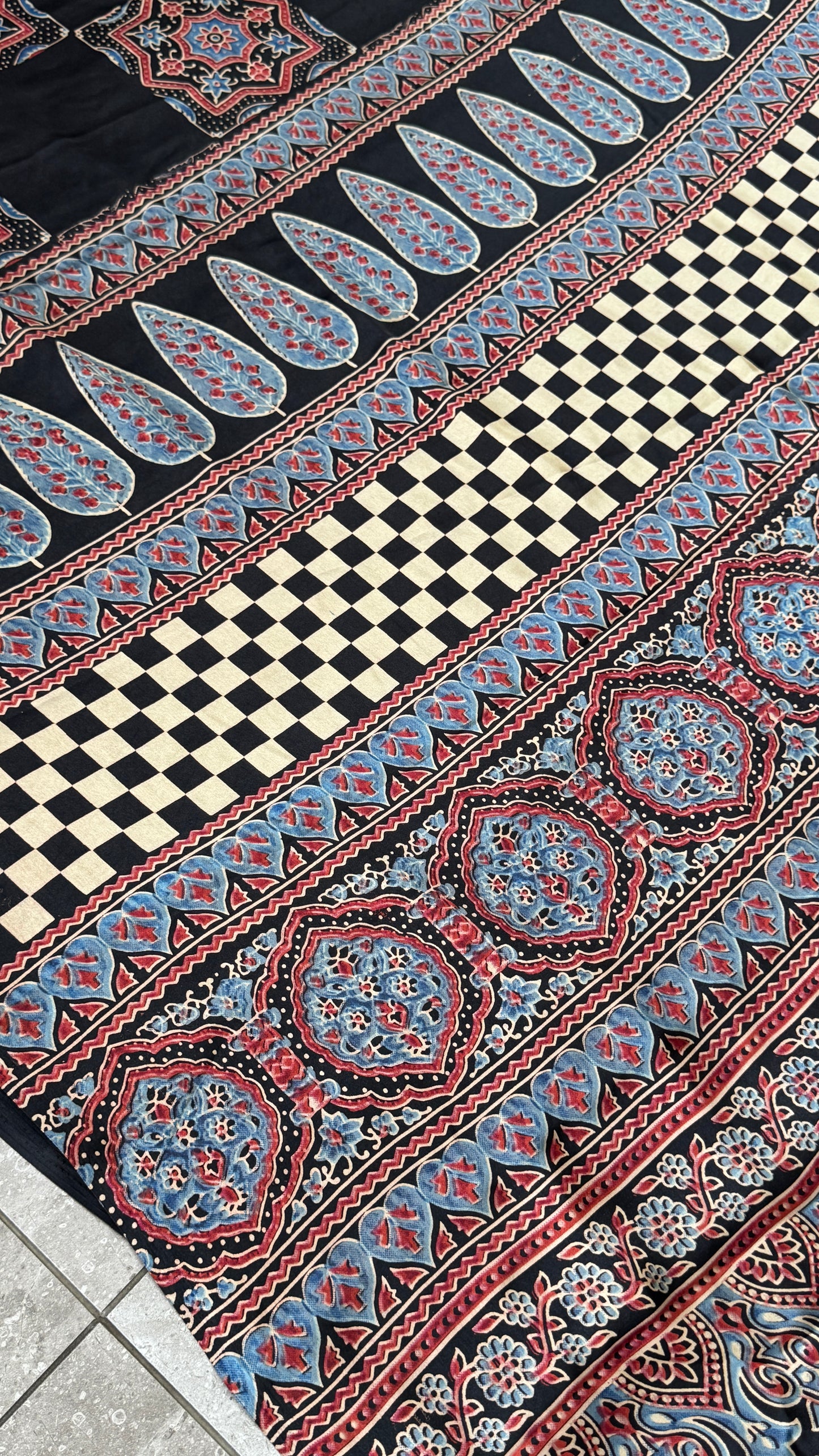 Modal silk with Ajrakh prints – Black
