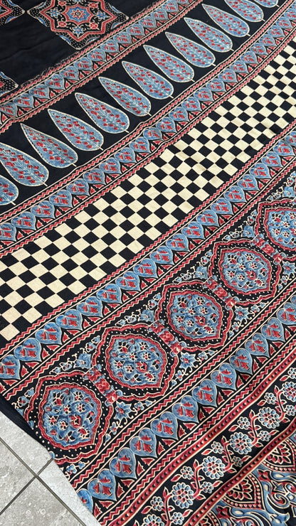 Modal silk with Ajrakh prints – Black