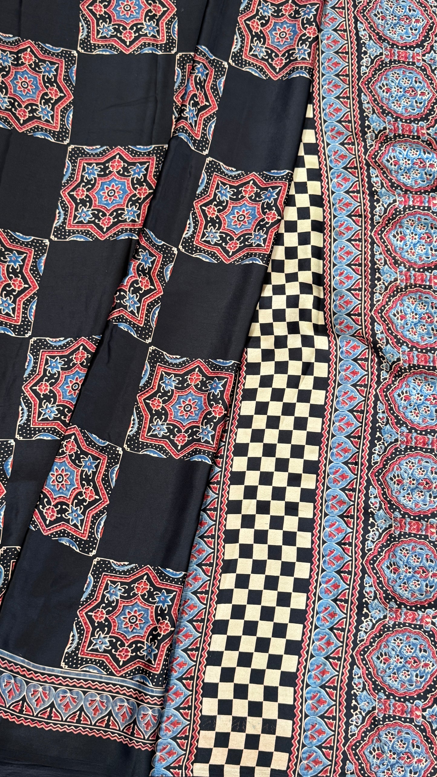 Modal silk with Ajrakh prints – Black