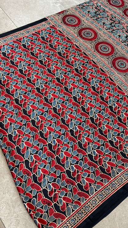 Modal silk with Ajrakh prints – Black