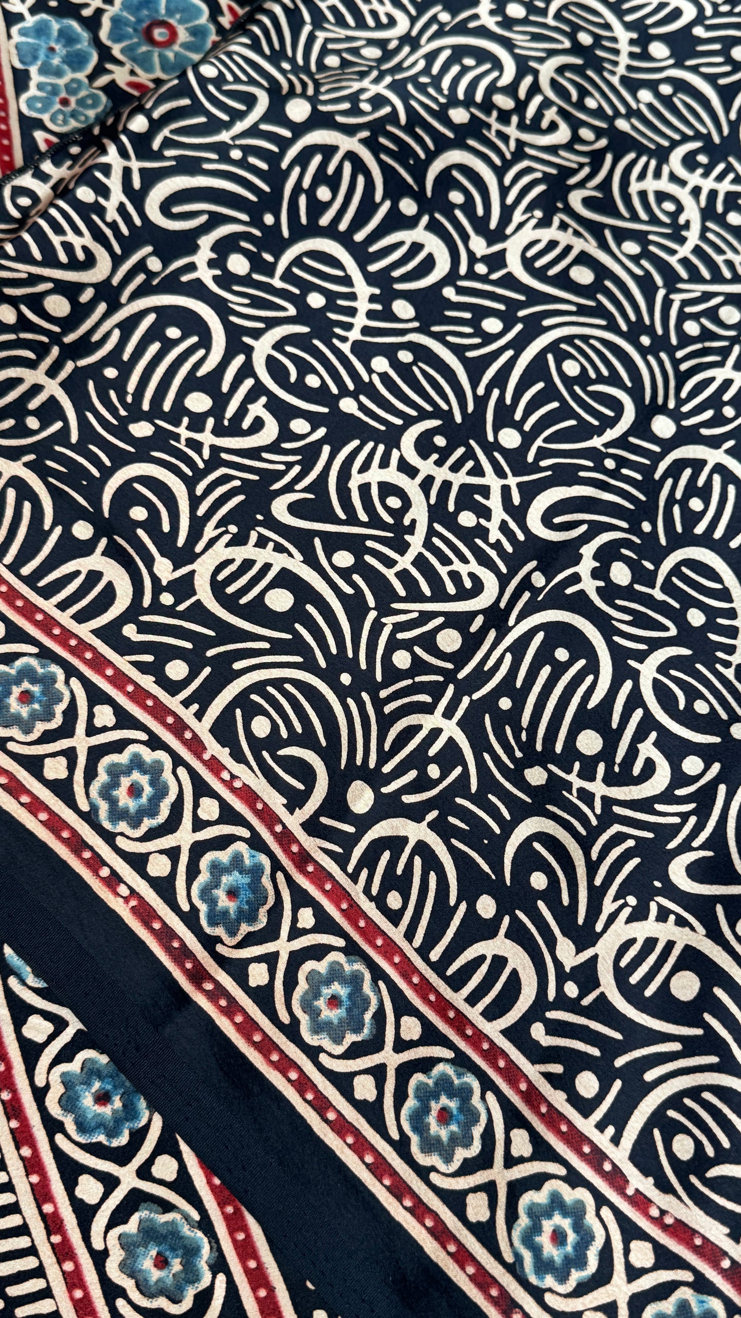 Modal silk with Ajrakh prints – Black