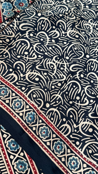 Modal silk with Ajrakh prints – Black