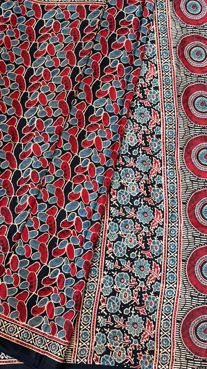 Modal silk with Ajrakh prints – Black