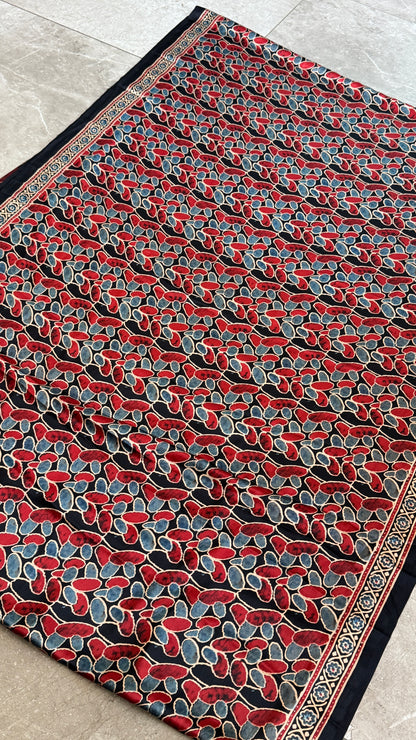 Modal silk with Ajrakh prints – Black
