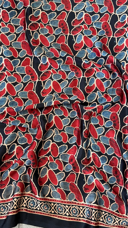 Modal silk with Ajrakh prints – Black