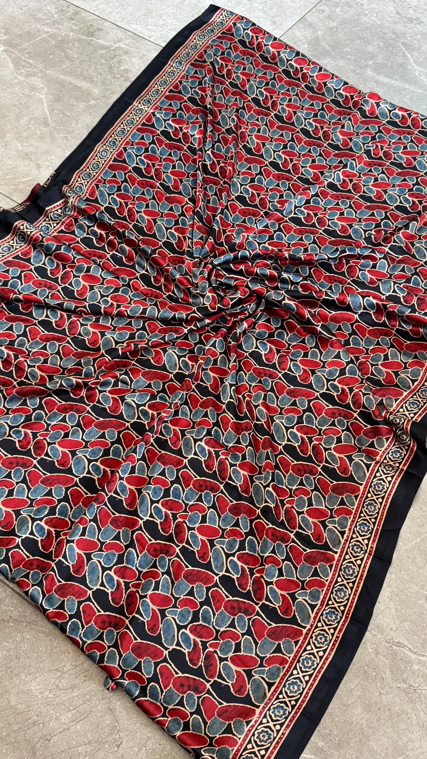 Modal silk with Ajrakh prints – Black
