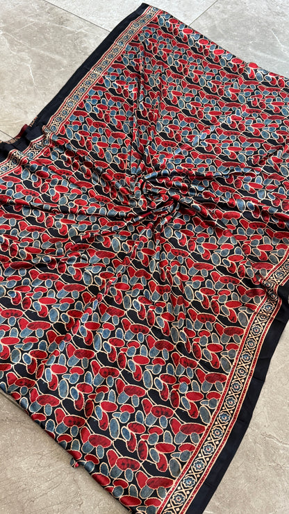 Modal silk with Ajrakh prints – Black