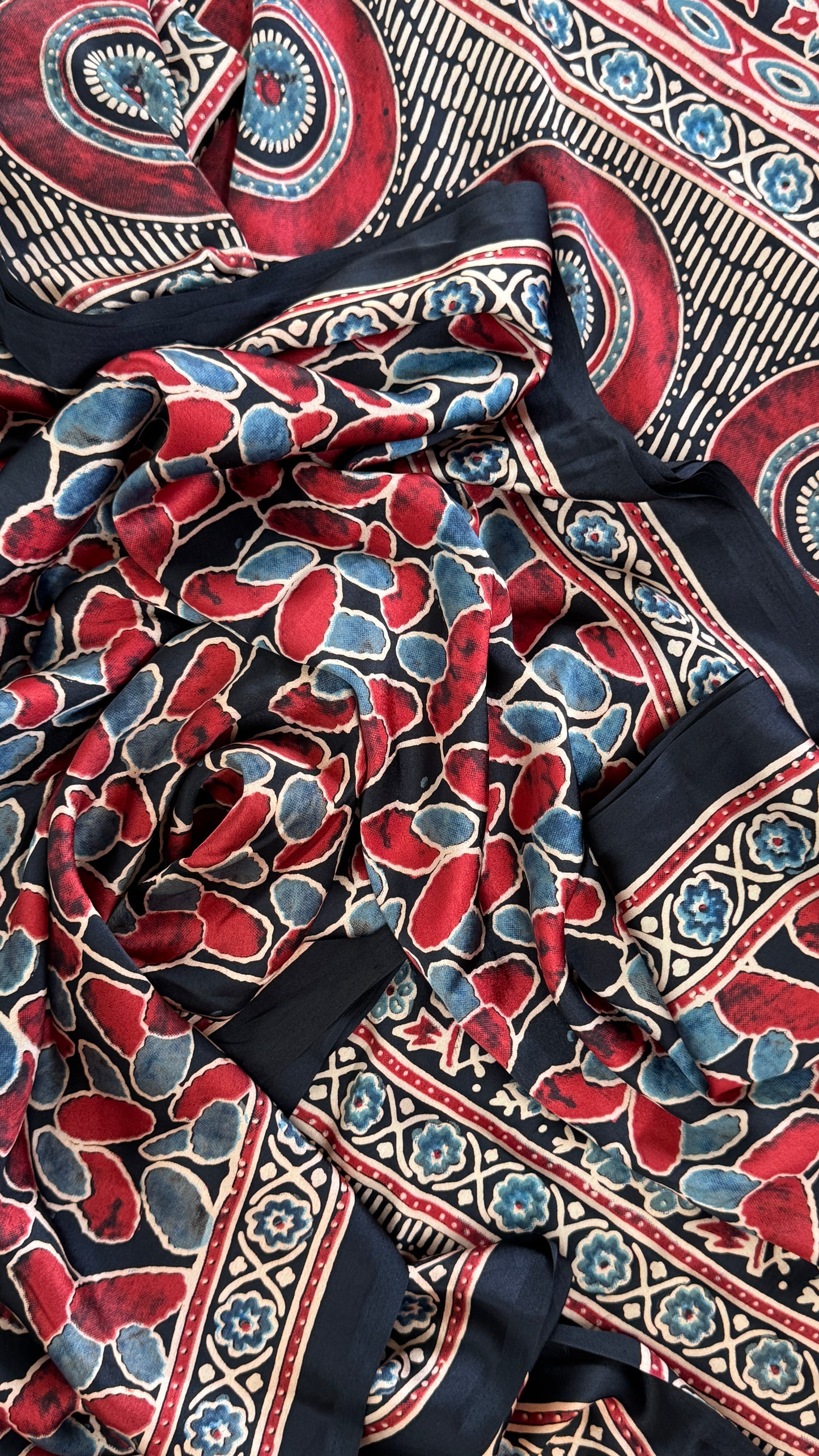 Modal silk with Ajrakh prints – Black