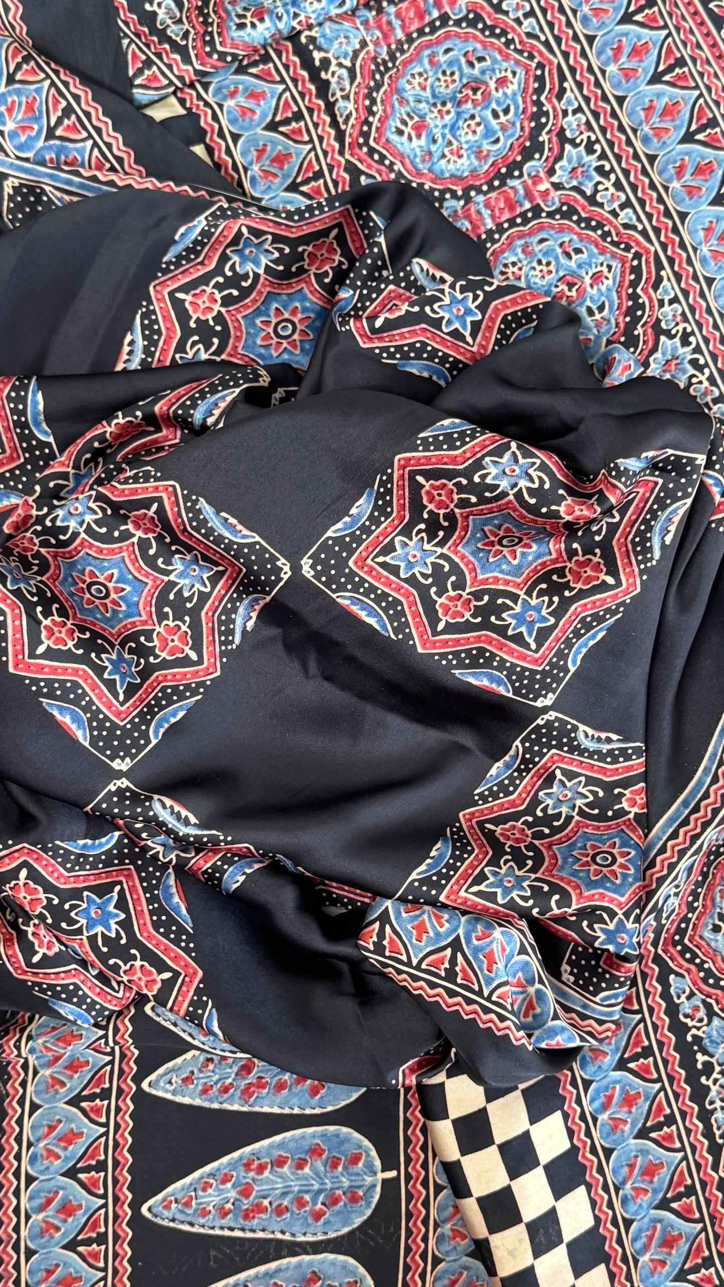 Modal silk with Ajrakh prints – Black