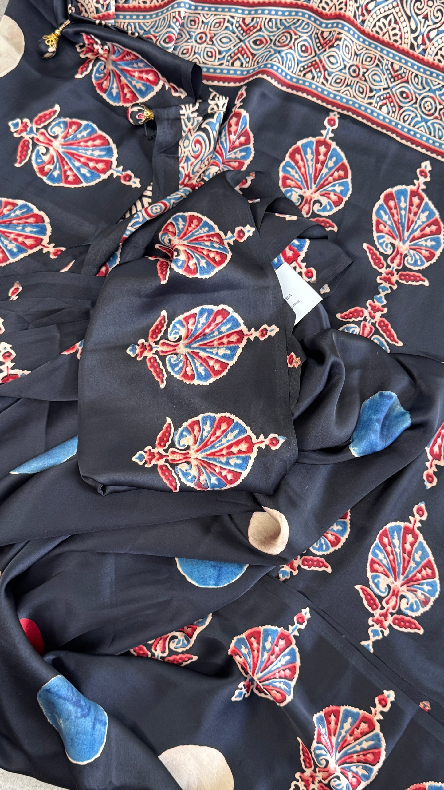 Modal silk with Ajrakh prints – Black