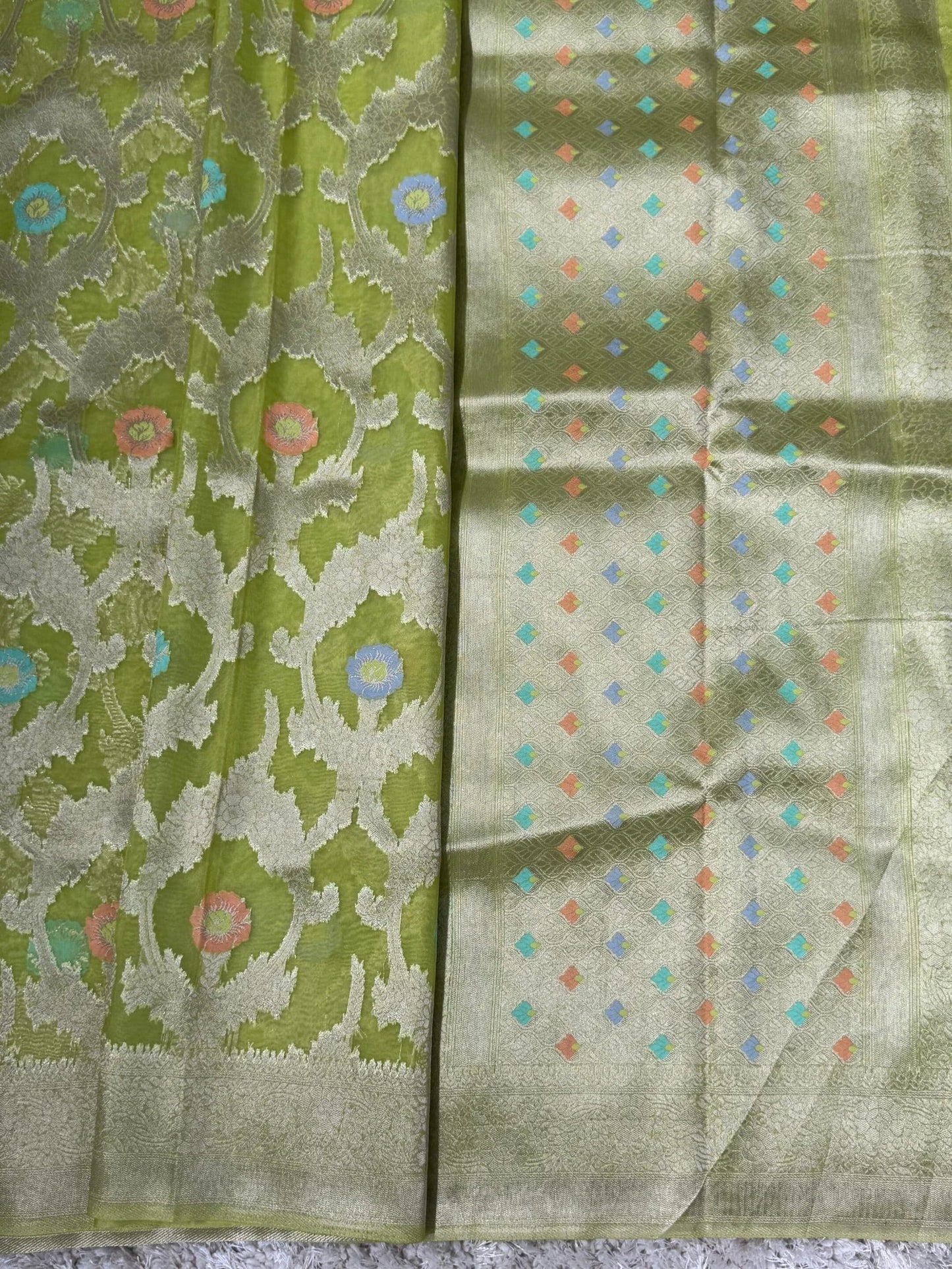 Pure Organza Tissue Silk Saree – Green