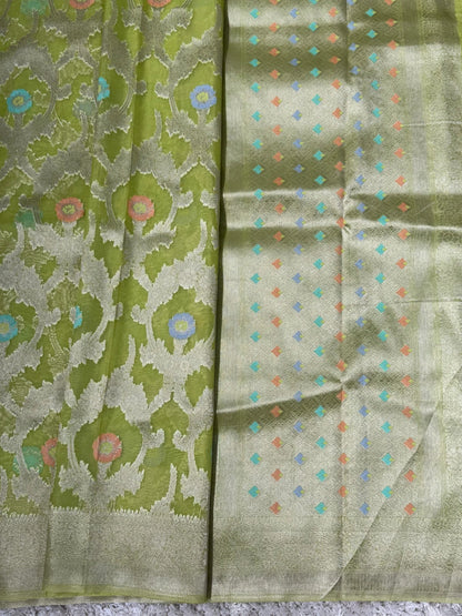Pure Organza Tissue Silk Saree – Green