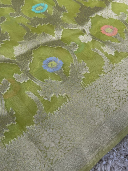 Pure Organza Tissue Silk Saree – Green