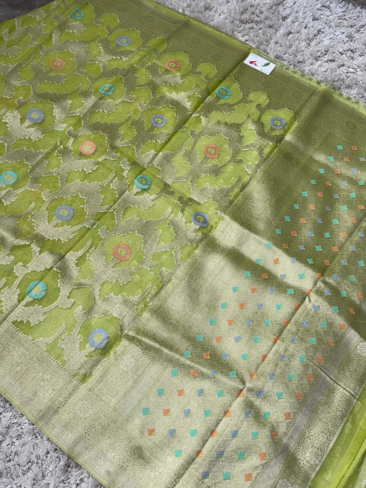 Pure Organza Tissue Silk Saree – Green