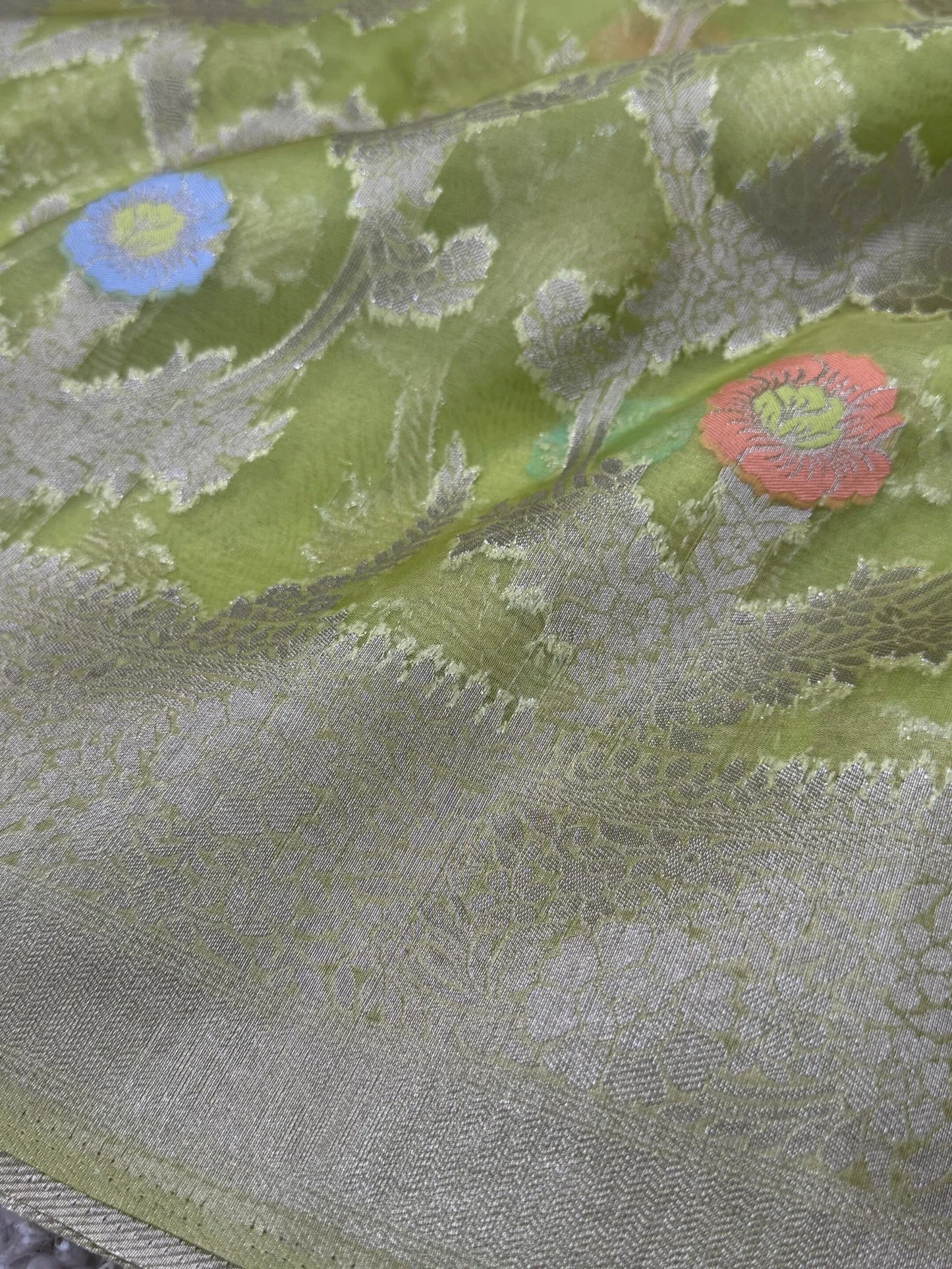 Pure Organza Tissue Silk Saree – Green