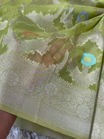 Pure Organza Tissue Silk Saree – Green