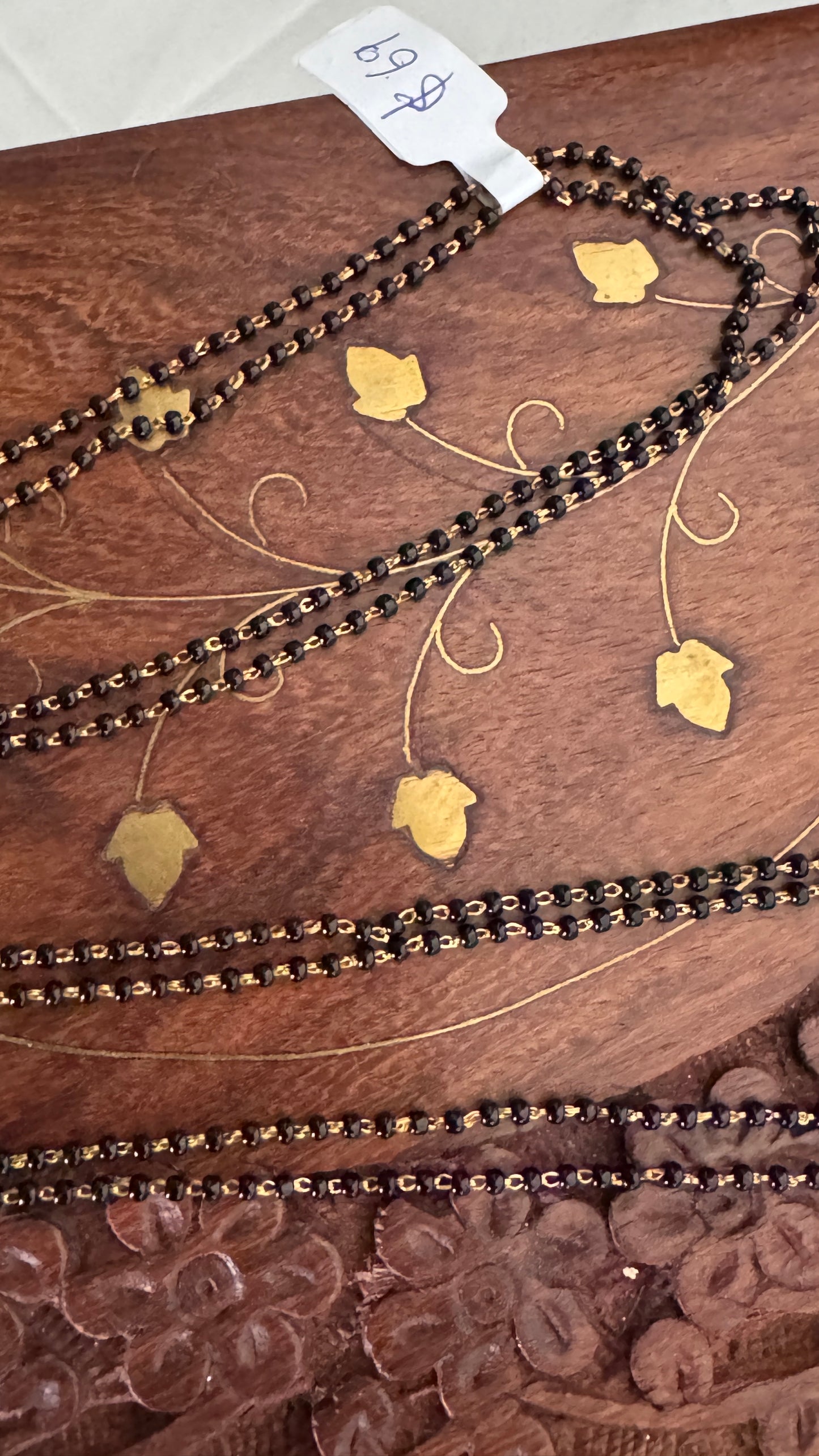 Long Mangalsutra with Gold Pendant – Traditional Black Bead Necklace