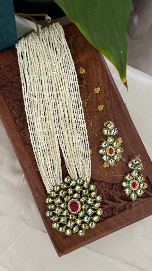 Kundan Polki Beaded Necklace Set