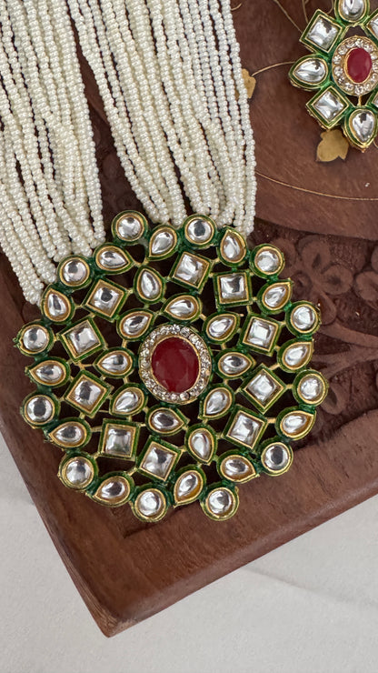 Kundan Polki Beaded Necklace Set
