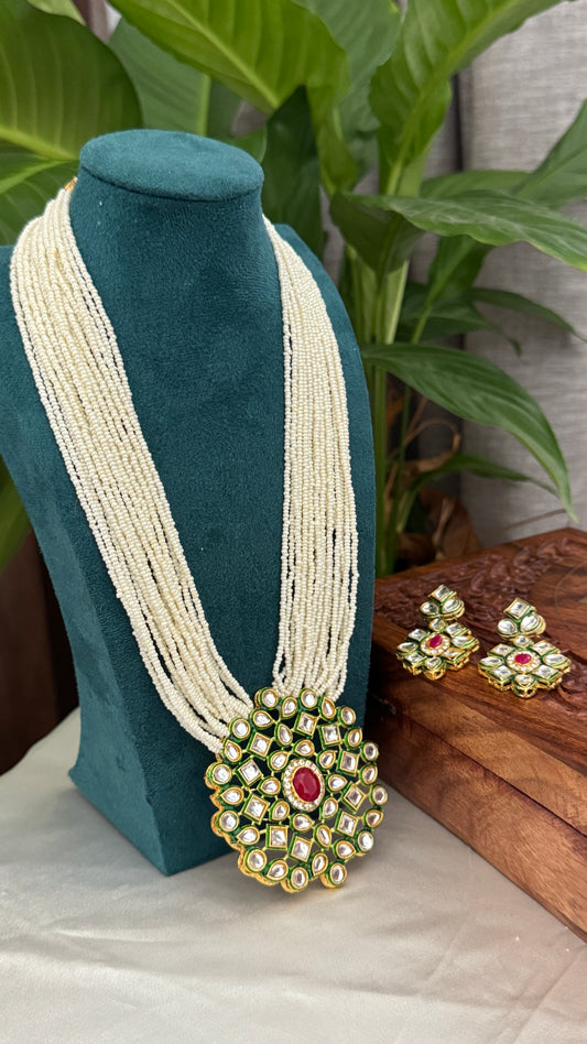 Kundan Polki Beaded Necklace Set