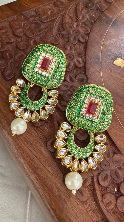 Kundan Polki Diamond Choker Set – White Beaded Indian Bridal Jewellery