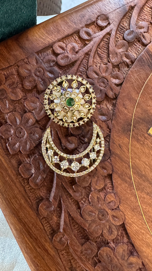 Jadai Billai Hair Brooch – Full & Half Moon (2-in-1)