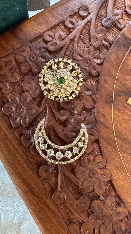 Jadai Billai Hair Brooch – Full & Half Moon (2-in-1)