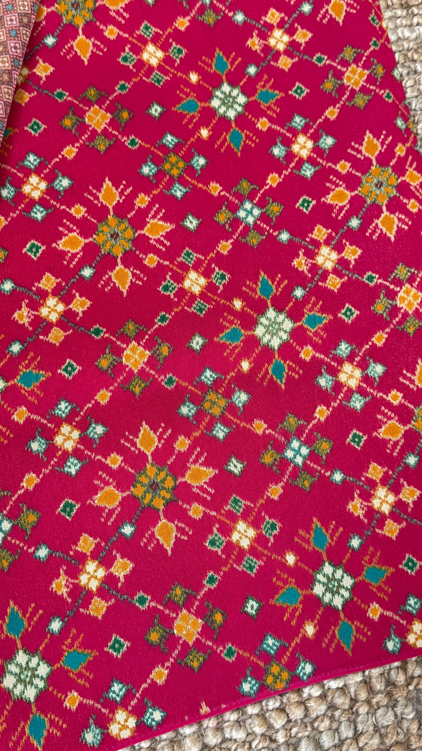 A Kashmiri Pashmina Banarasi Handwoven Sarees with Patola prints - Mustard