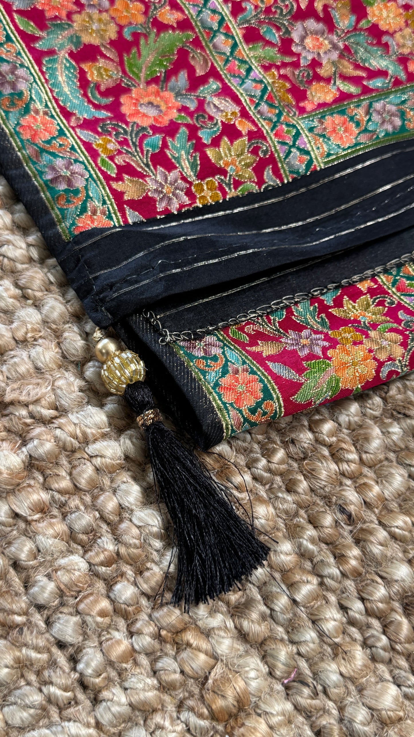 A Kashmiri Pashmina Banarasi Handwoven Storytelling Sarees - Black