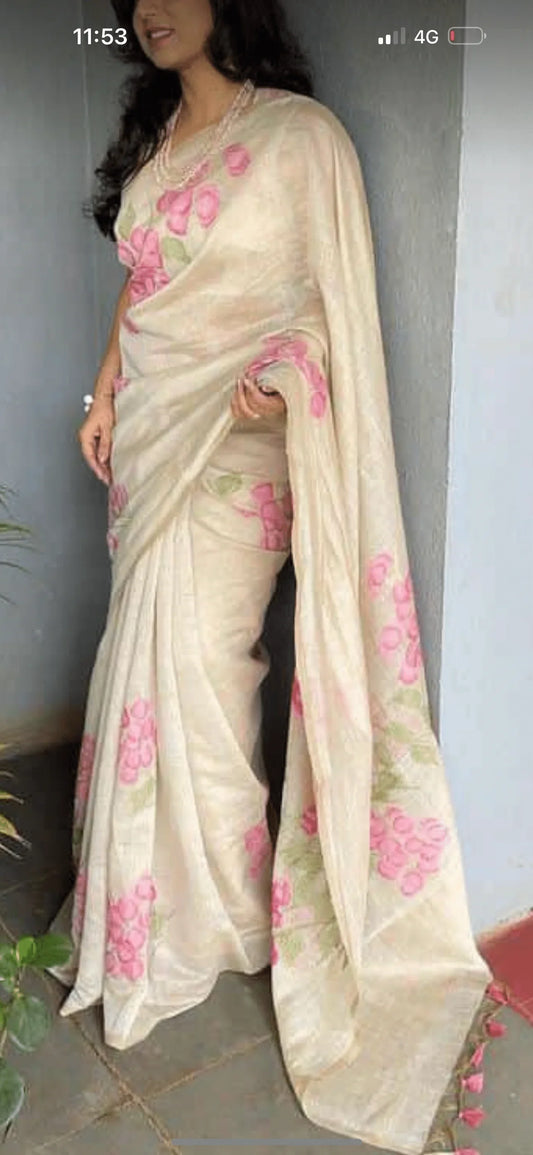 Pure Khaddi soft cotton silk borderless saree