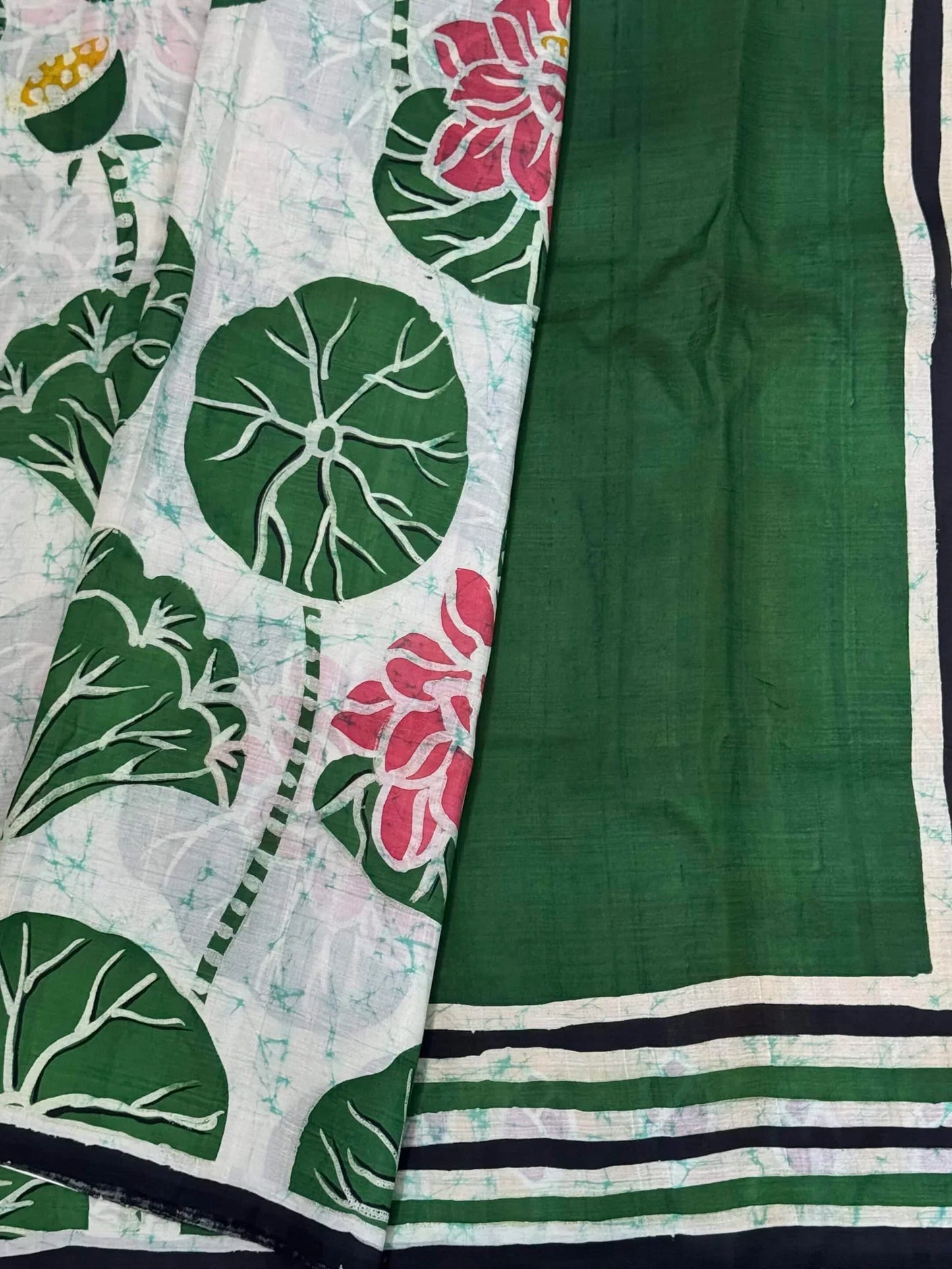 Pure Mulberry silk saree – Batik prints - Green