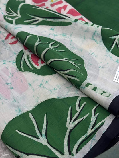 Pure Mulberry silk saree – Batik prints - Green