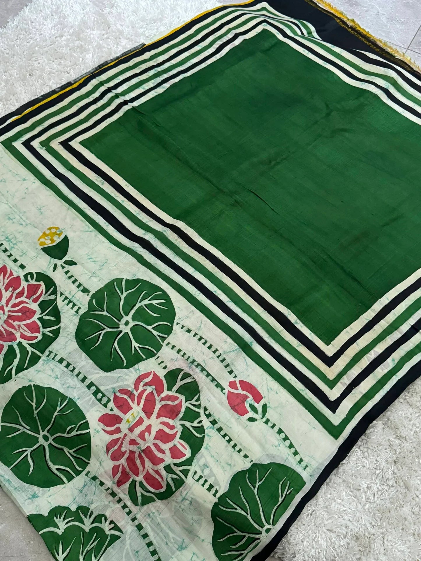 Pure Mulberry silk saree – Batik prints - Green