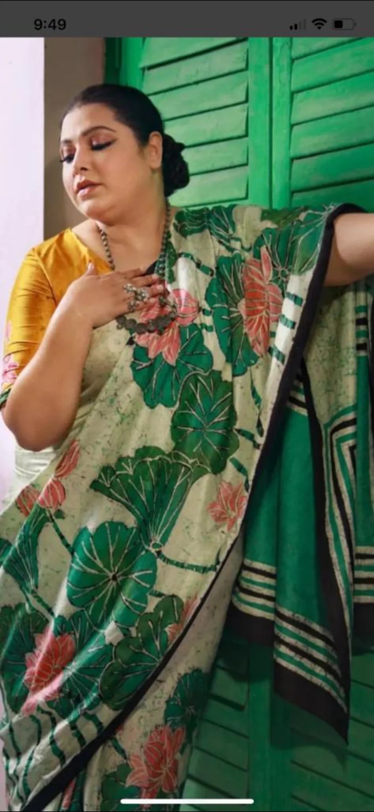Pure Mulberry silk saree – Batik prints - Green