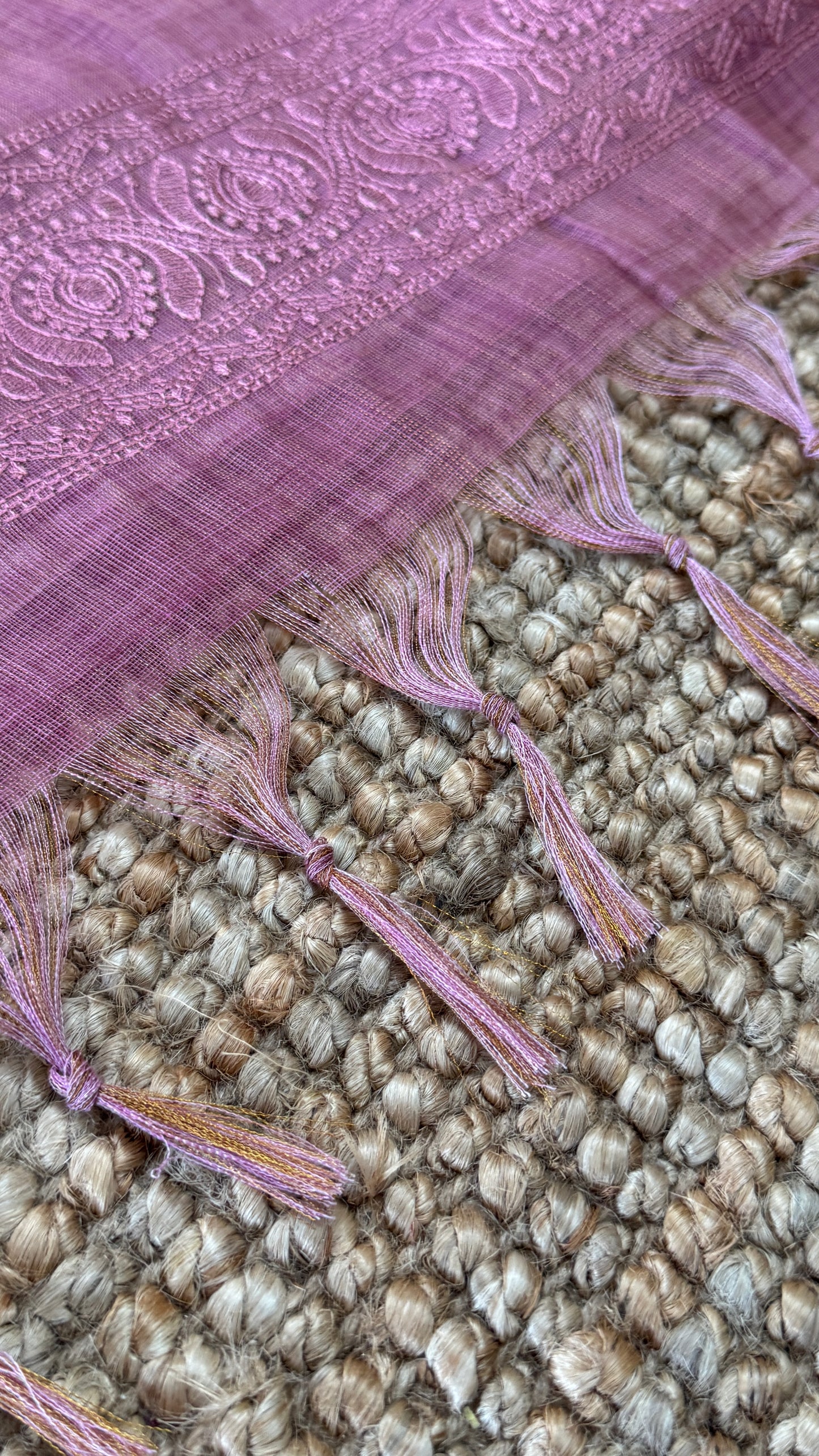 Embroidered Jute Linen Sarees – Effortless Elegance, Everyday Luxury - Pink