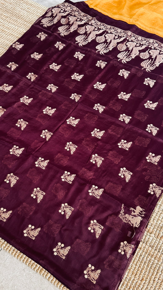 Chinon Crepe Sarees – Graceful, Lightweight & Perfectly Elegant – Wine
